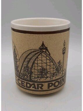 VTG Cedar Point Rides Embossed Coffee Mug Cup Amusement Park Souvenir Like New